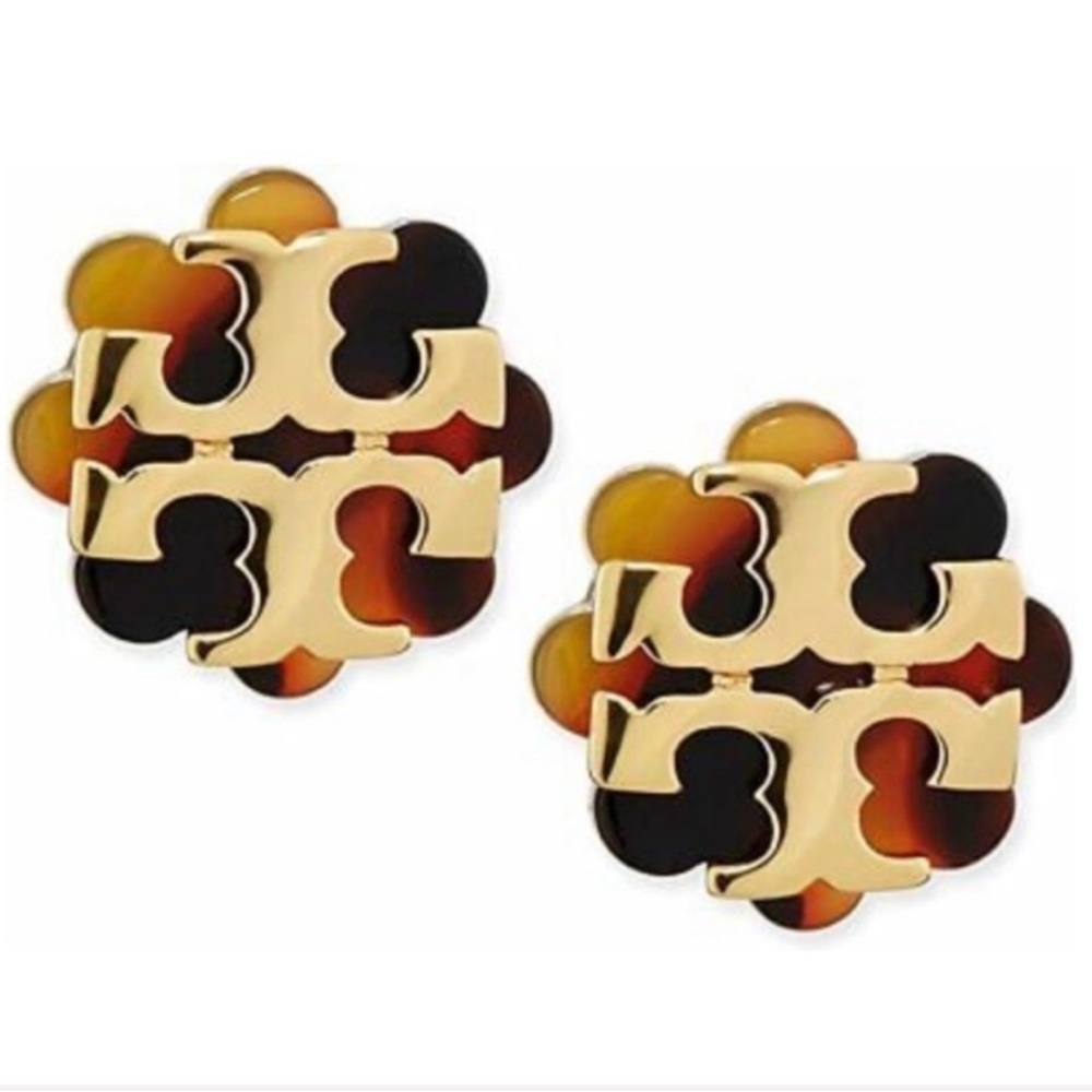 Tory Burch NWT Authentic luxury rare minimalist logo flower resin stud earrings